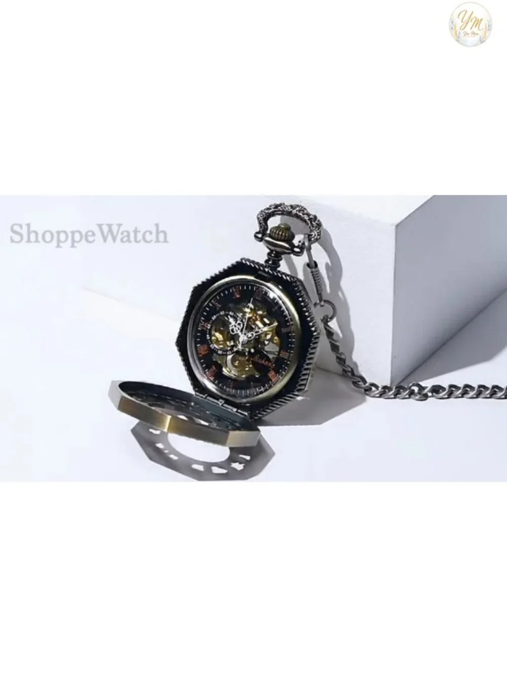 Vintage Mechanical Pocket Watch with Chain - Steampunk Costume Accessory